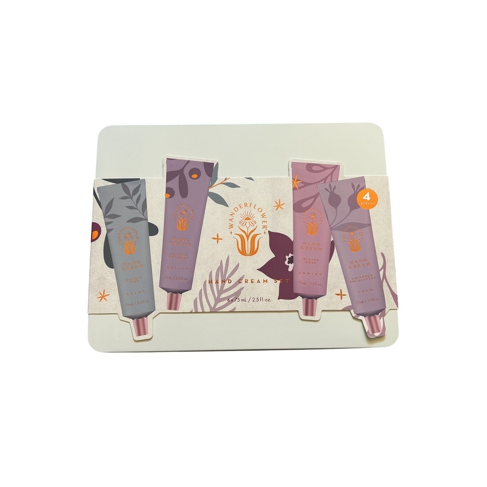 Wanderflower Hand Cream Set Unisex OS Purple‎ NEW 4 Piece Shea Butter Gift Tin
